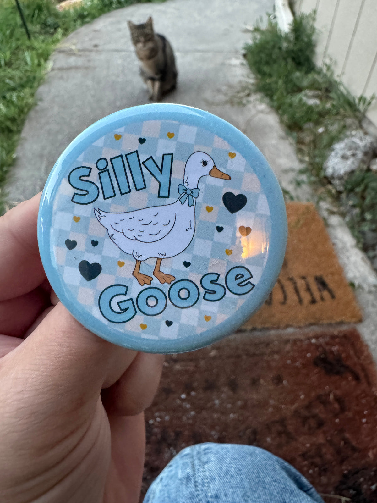 Silly goose round 2.25 inch button