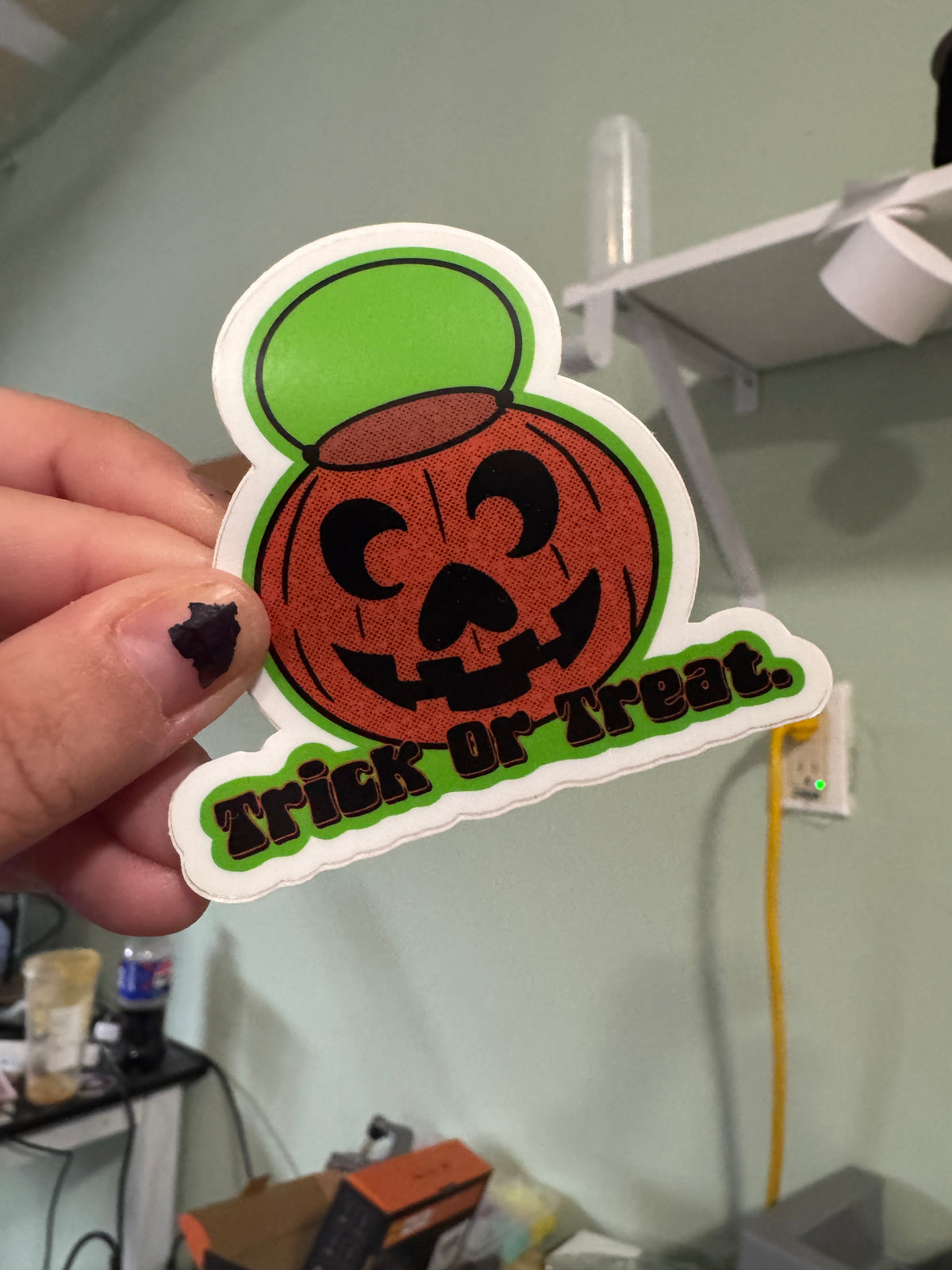 Trick or treat sticker