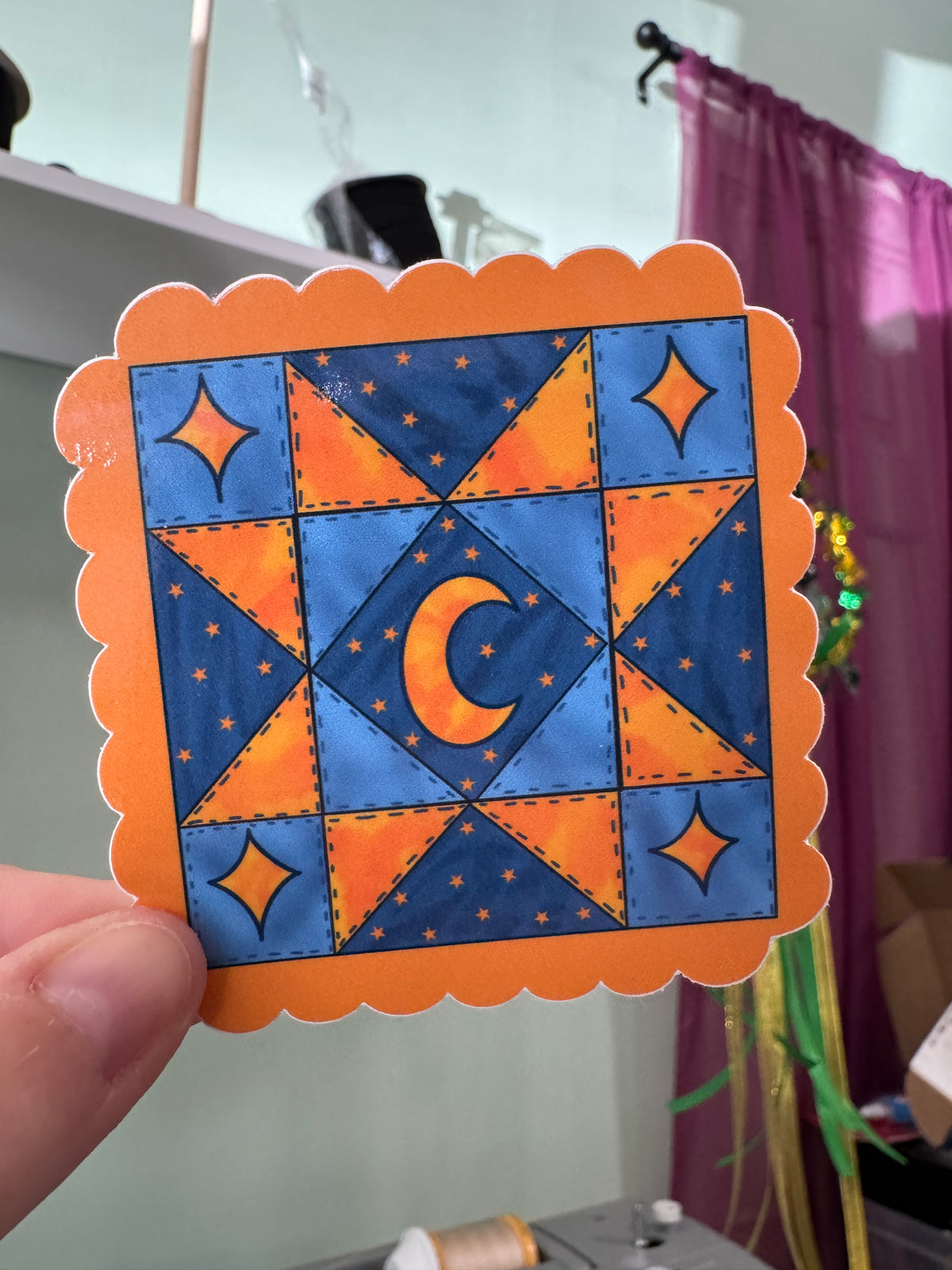 Celestial sawtooth quilt sticker