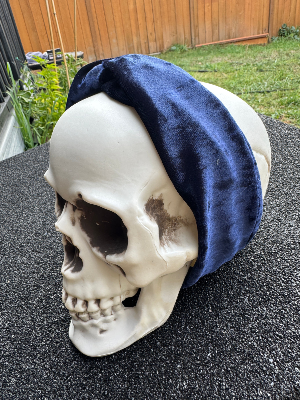 Blue velvet stretch headband
