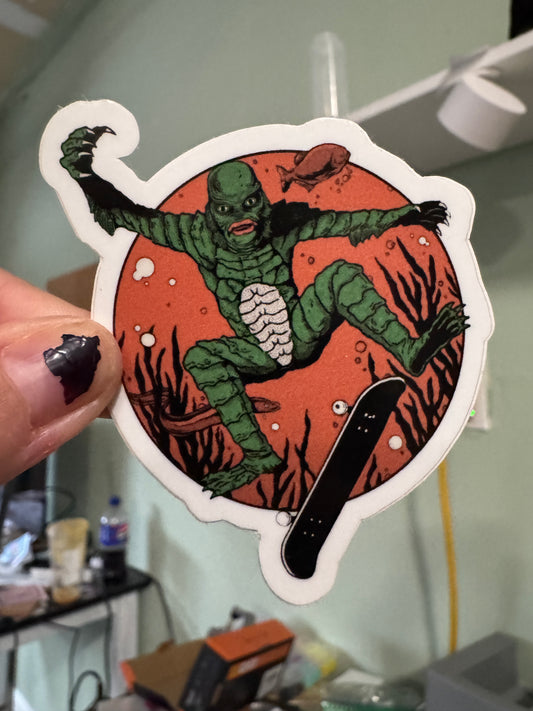 Kickflippen creature sticker