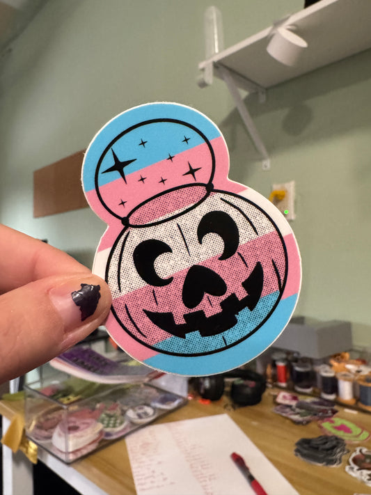 Trans pride pumpkin sticker