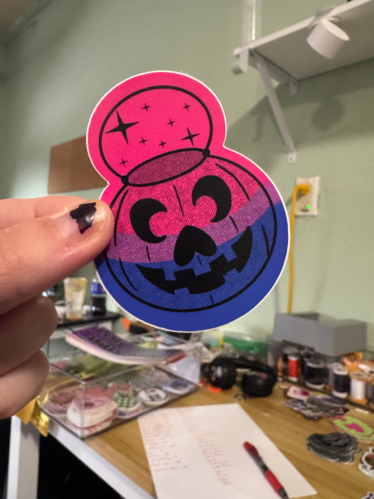 Bisexual pride pumpkin sticker