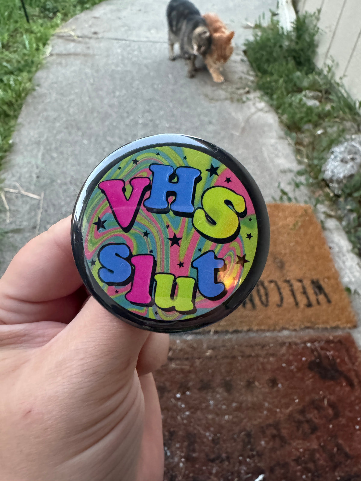 VHS slut round 2.25 inch button