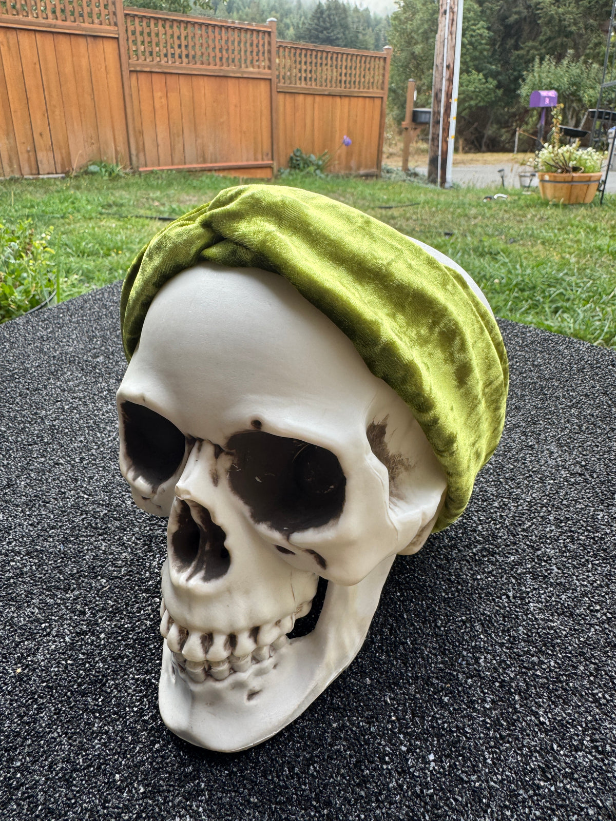 Green velvet stretch headband