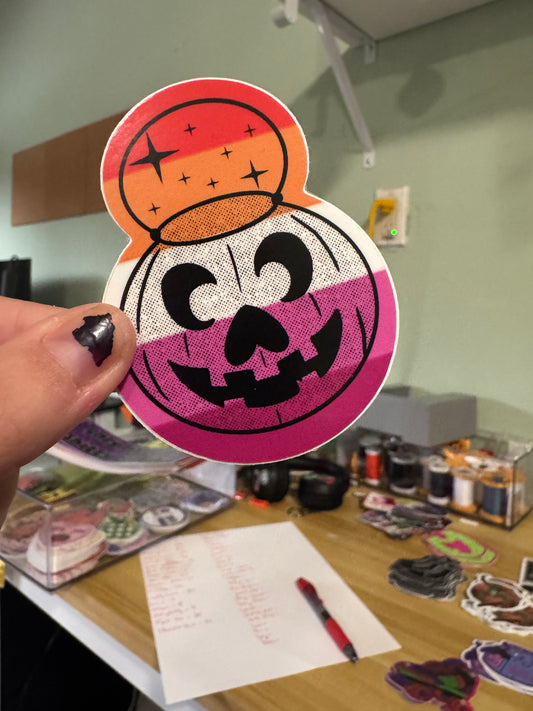 Lesbian pride pumpkin sticker