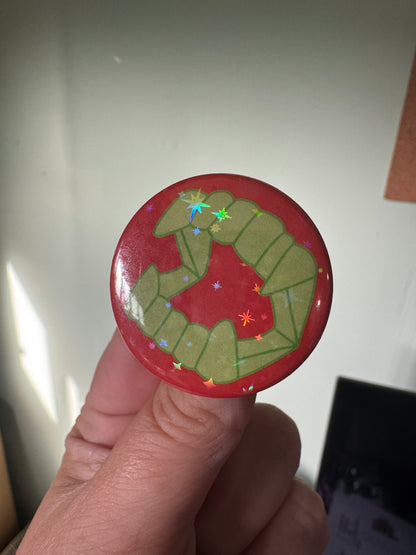 Halloween fangs holographic button