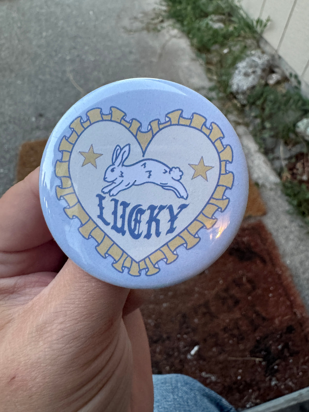 Lucky bunny round 2.25 inch button