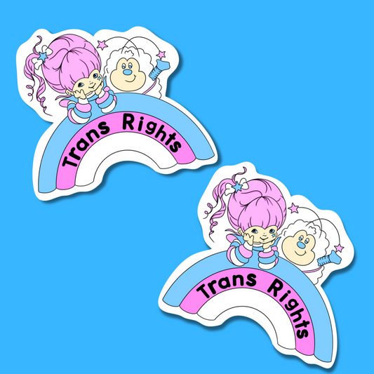 rainbow brite trans rights sticker