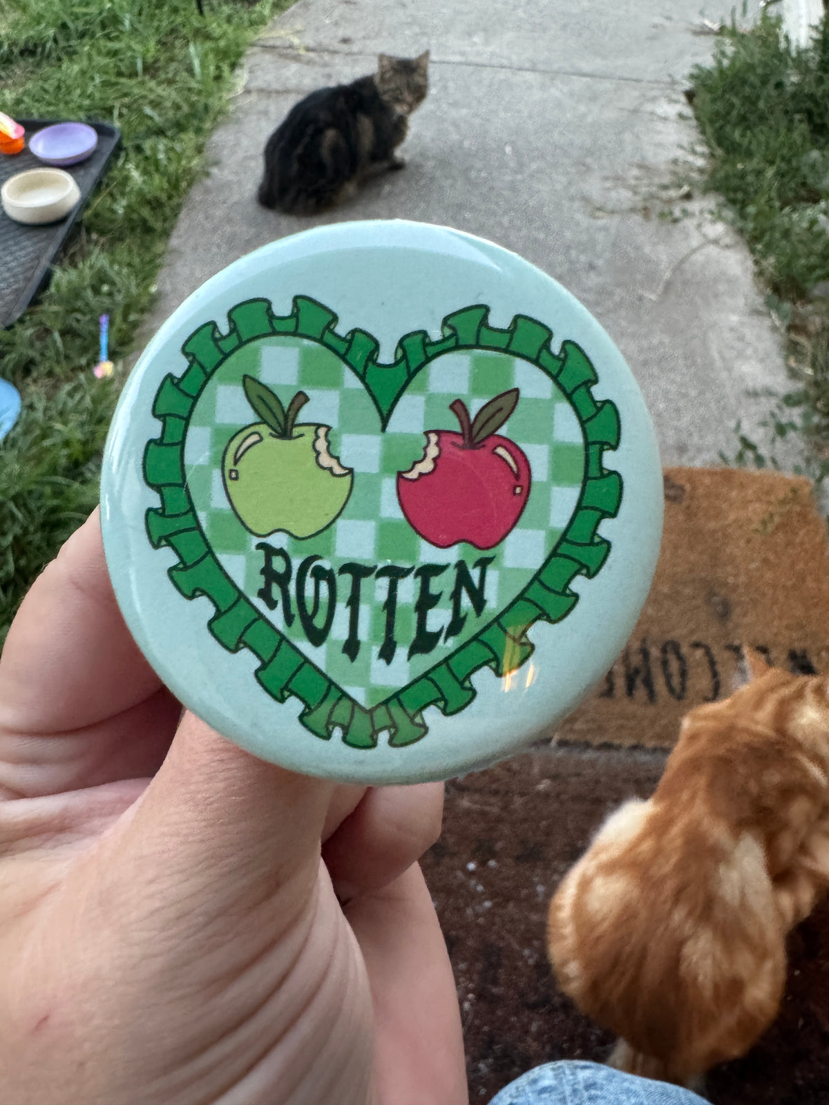 Rotten apple green round 2.25 inch button