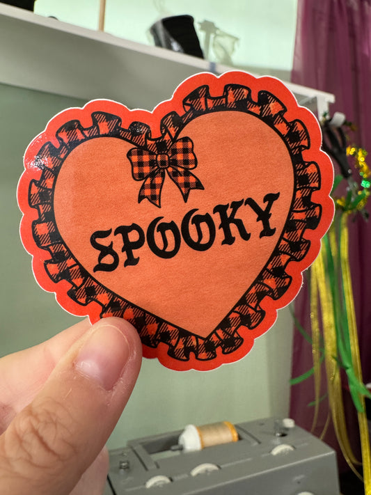 Spooky gingham heart sticker