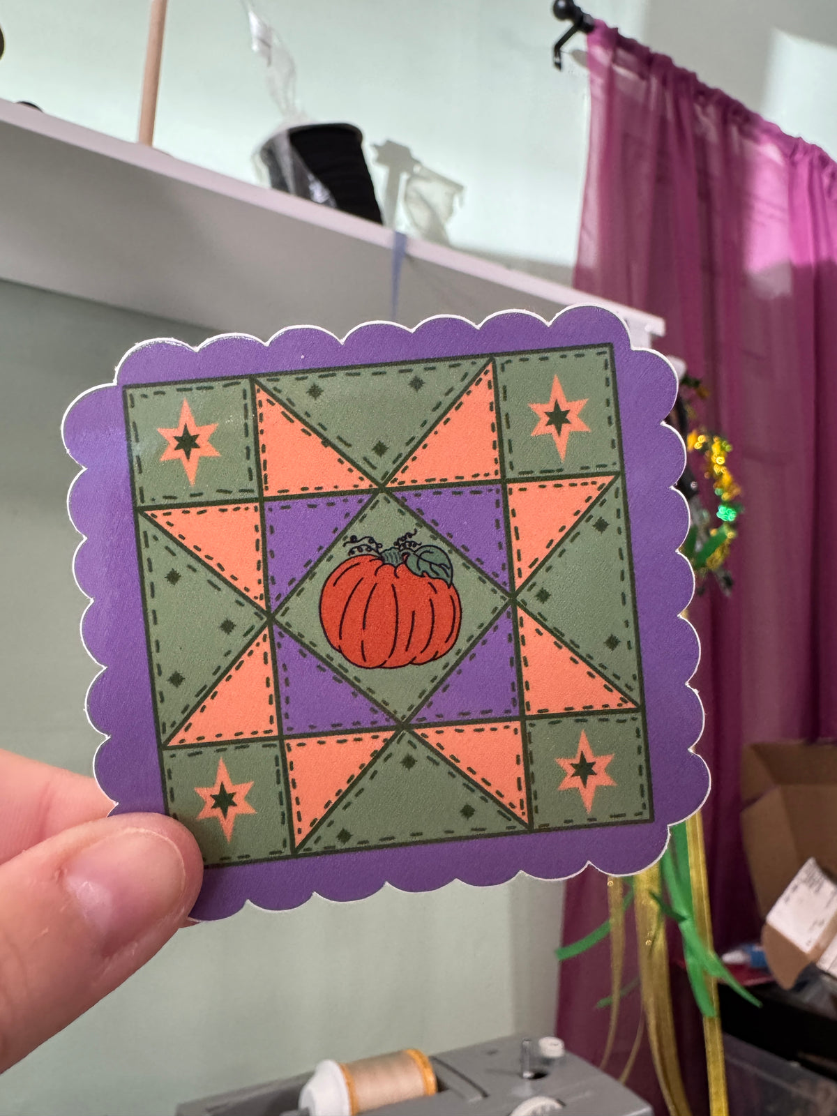 Pumpkin sawtooth quilt sticker