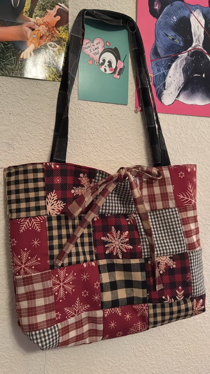 Snowflake holiday tote bag