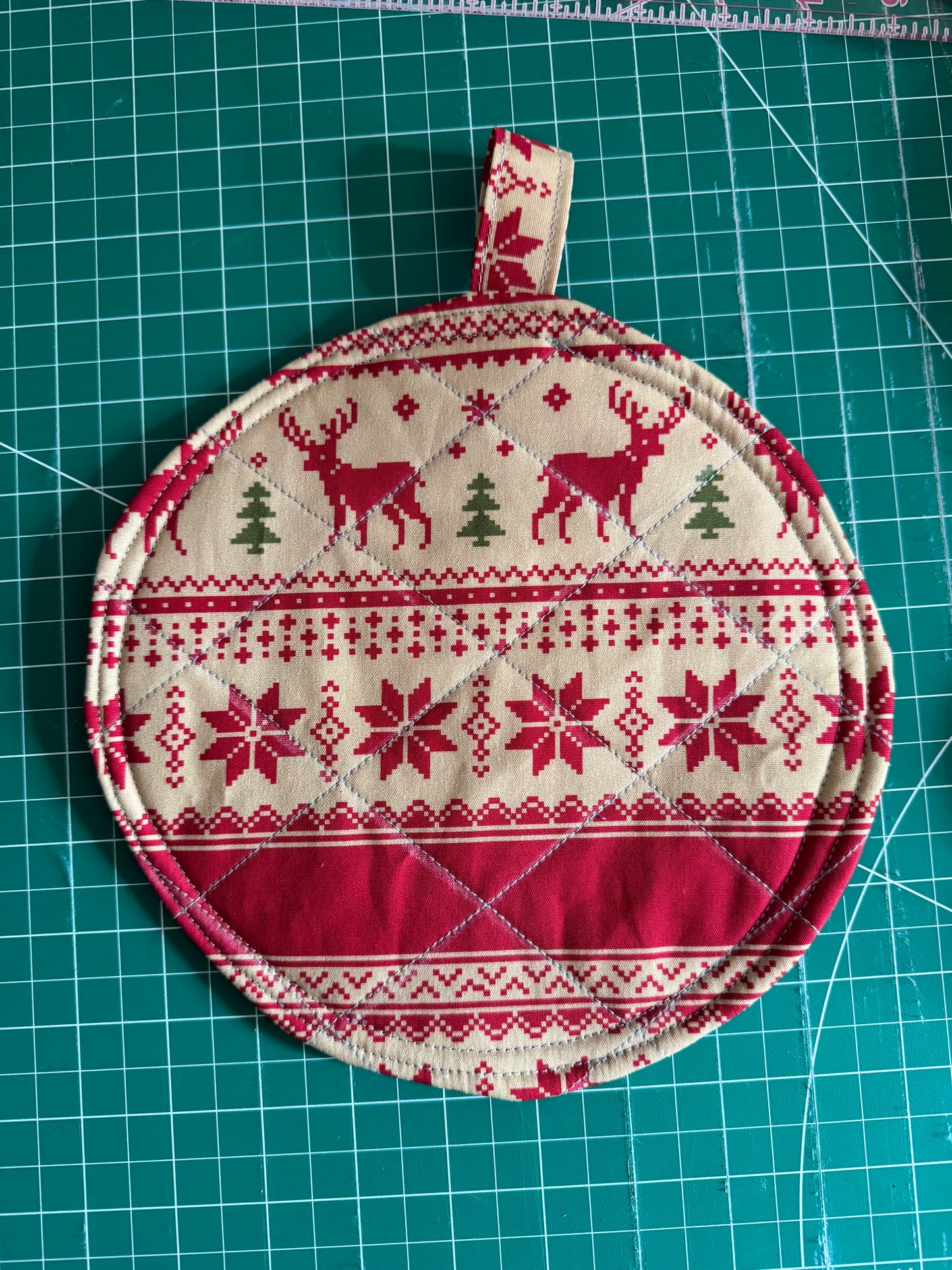 Round holiday potholder