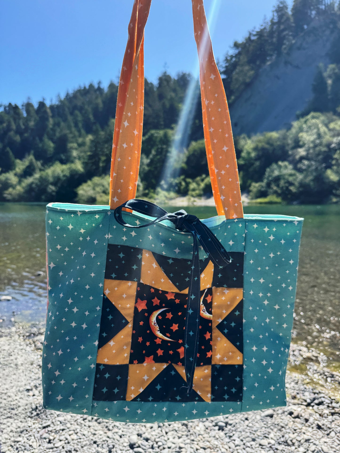 Celestial sawtooth star tote bag