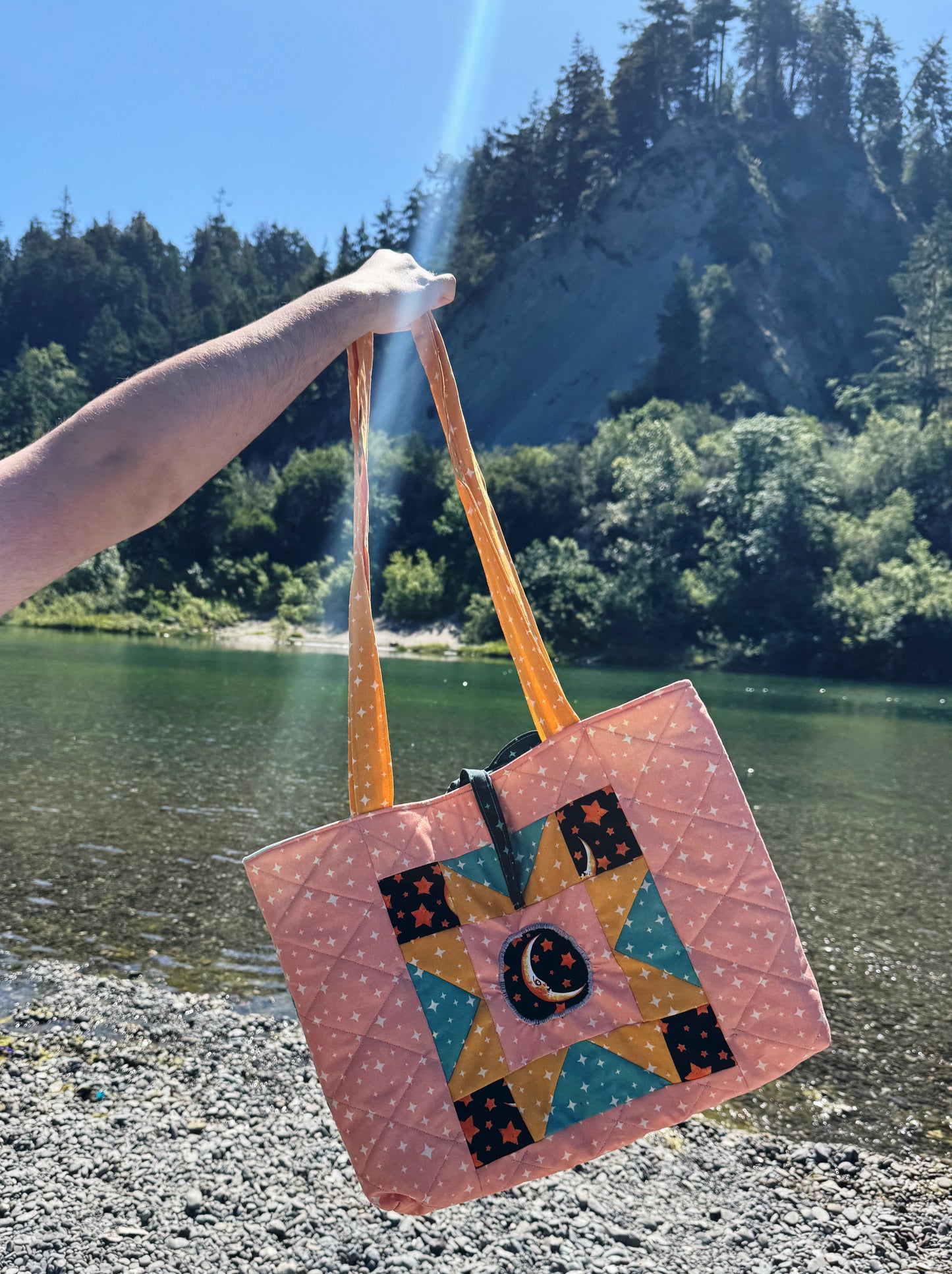 Celestial sawtooth star tote bag