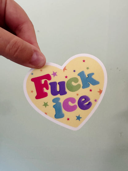 Fuck ice heart sticker