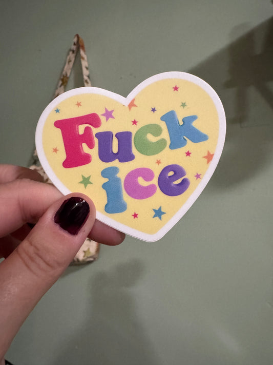 Fuck ice heart sticker