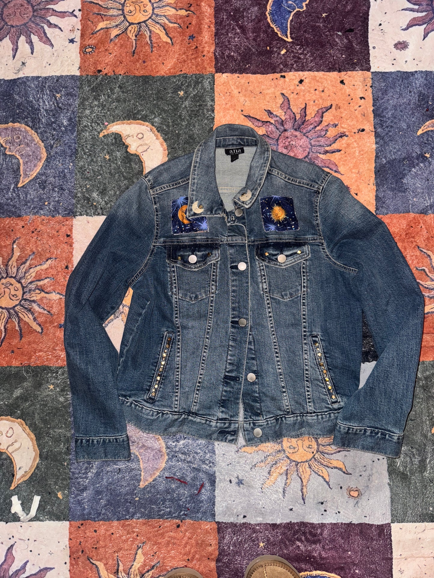 custom celestial denim jacket