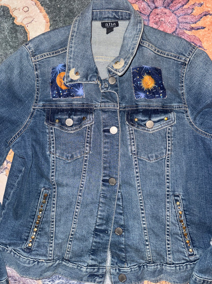 custom celestial denim jacket