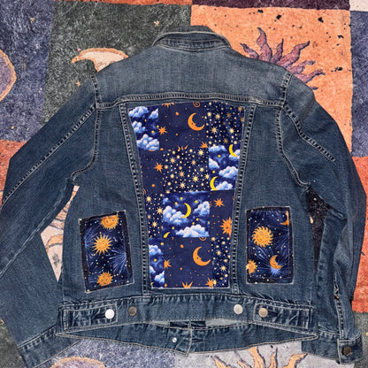 custom celestial denim jacket