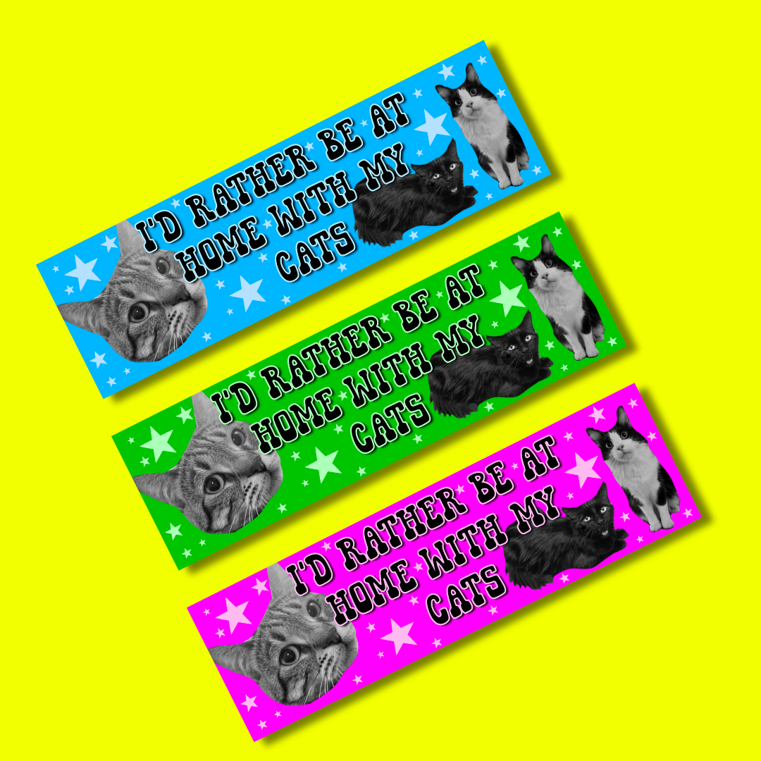 I'd rather be home with my cats bumper sticker