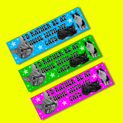 I'd rather be home with my cats bumper sticker