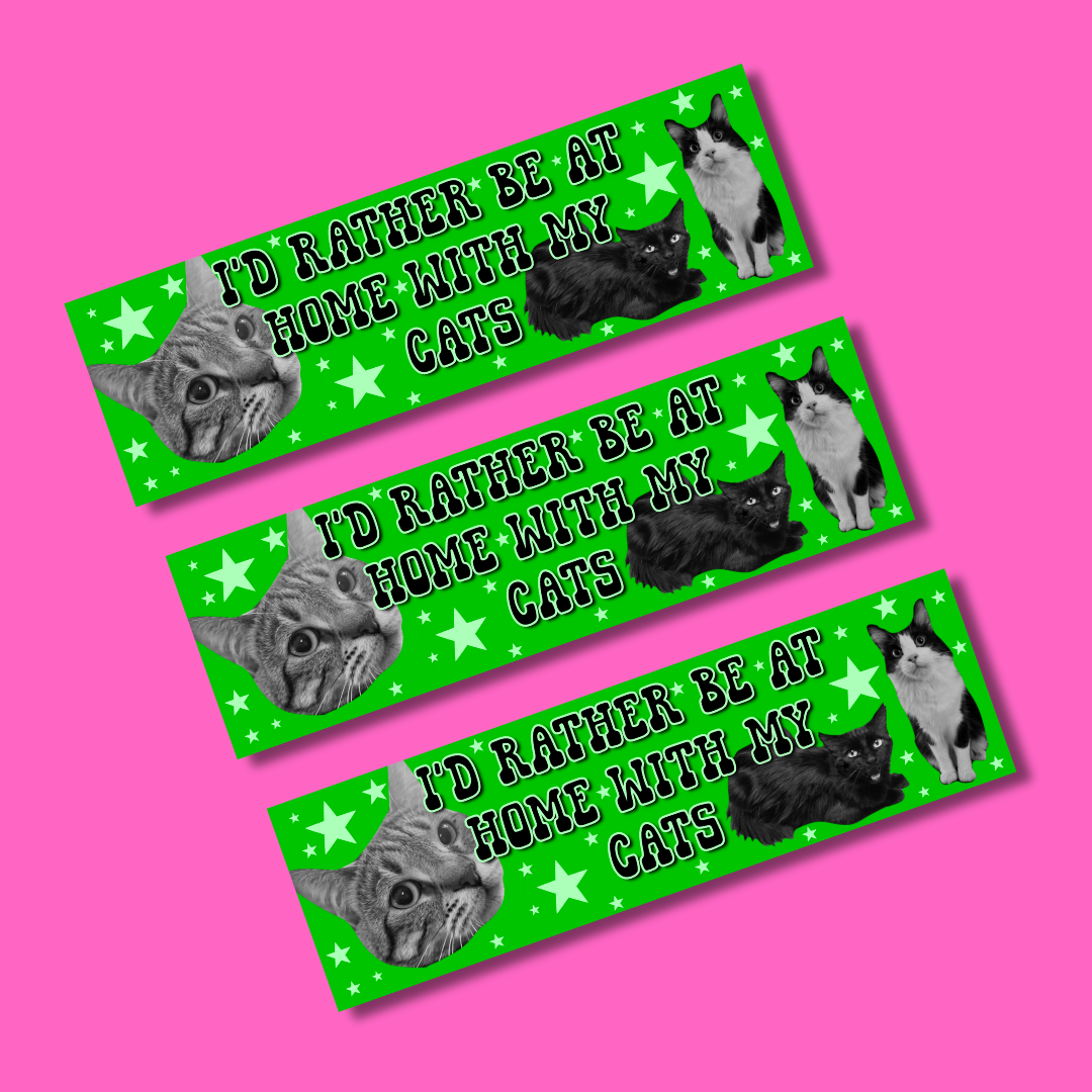 I'd rather be home with my cats bumper sticker