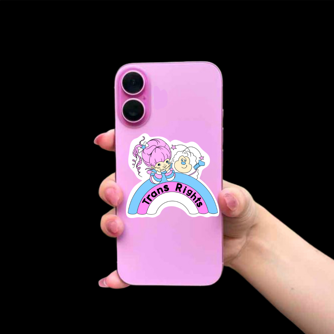 rainbow brite trans rights sticker