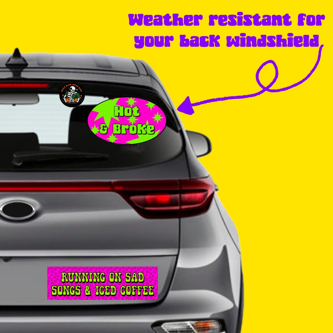 Iced Coffee and Sad Songs Bumper Sticker,car decal, bumper sticker, coffee stickers, funny stickers, cute car decals, weatherproof stickers