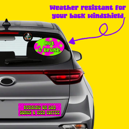 Iced Coffee and Sad Songs Bumper Sticker,car decal, bumper sticker, coffee stickers, funny stickers, cute car decals, weatherproof stickers
