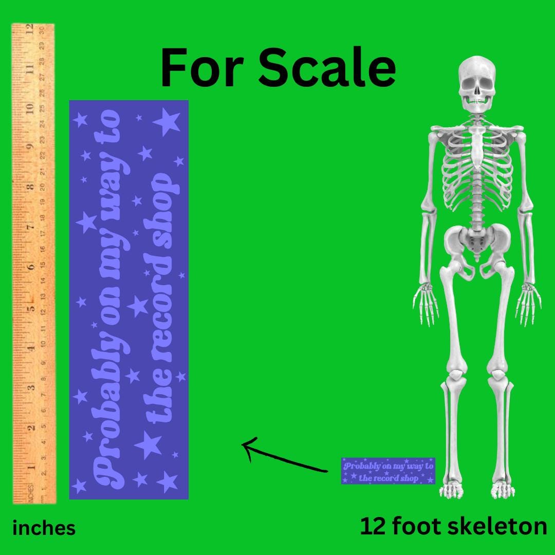 probably on my way to the record shop Bumper Sticker,car decal, bumper sticker, plant stickers, cute car decals, weatherproof stickers