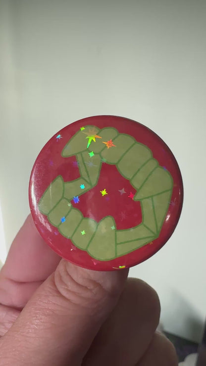 Halloween fangs holographic button